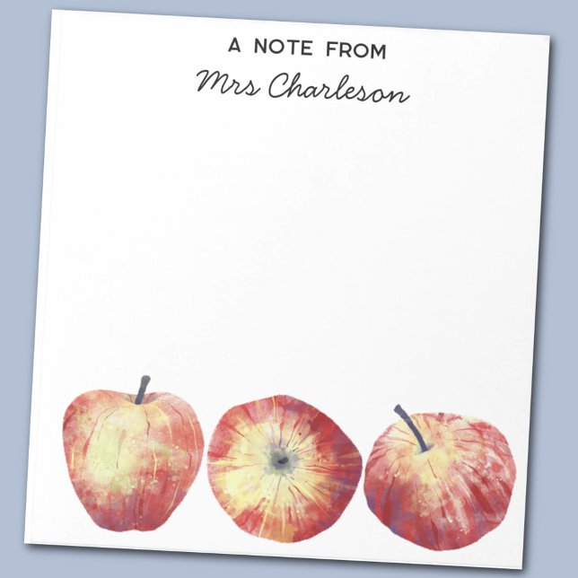 Bloco De Notas Apreciação Personalizada do Professor Apple (Watercolor apple teacher appreciation notes for classroom encouragement )
