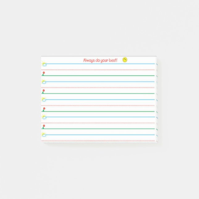 Bloco De Notas Aprenda a Escrever Nota Post-It (Frente)