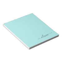 Aqua Blue Teal Modern Script Girly Monographic Nam