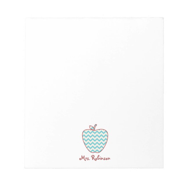 Bloco De Notas Aqua Chevron Apple Teacher (Frente)