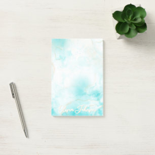 Bloco De Notas Aqua Dourada Aqua Moderna Arte a Álcool Oceânica O