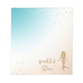 Bloco De Notas Aqua Dourada Mermaid Sparkle Confetti