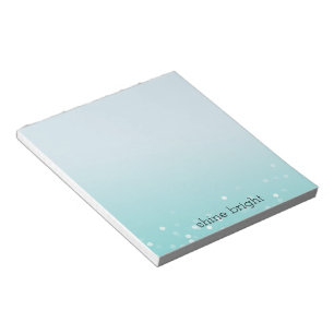 Bloco De Notas Aqua Ombre Branco Bokeh Confetes Pontos