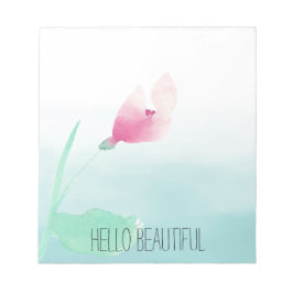 Bloco De Notas Aqua Ombre Flor Rosa