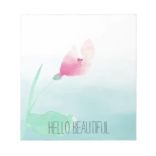 Bloco De Notas Aqua Ombre Flor Rosa