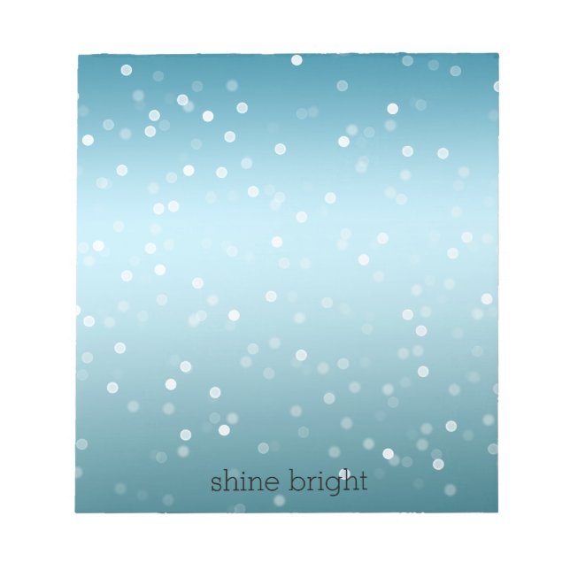 Bloco De Notas Aqua Ombre White Bokeh Confetti (Frente)