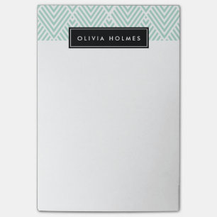 Bloco De Notas Aqua & teste padrão preto de Chevron