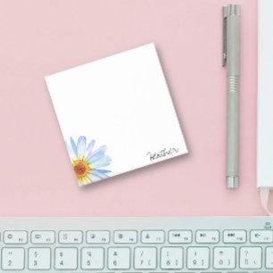Bloco De Notas Aquarela Amarela Moderna Margarida Personalizada P