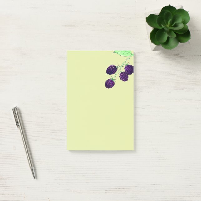 Bloco De Notas Aquarela Amora Preta Botânica Roxa (Escritótio)