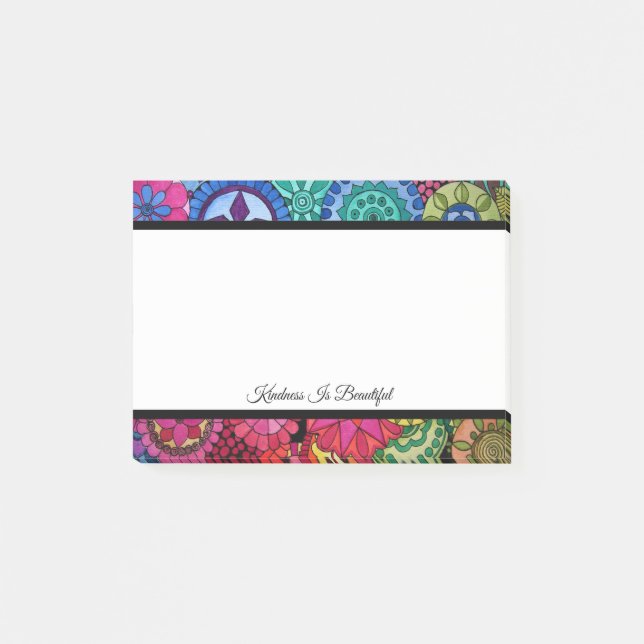 Bloco De Notas Aquarela Arco-Íris Cores Mandala (Frente)