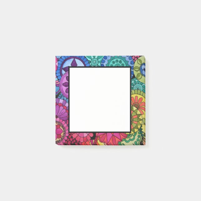 Bloco De Notas Aquarela Arco-Íris Cores Mandala (Frente)