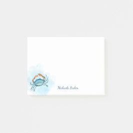 Bloco De Notas Aquarela Azul Caranguejo Oceano Personalizado