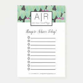 Bloco De Notas Aquarela Cactus Greenery Padrão Botânico Verde