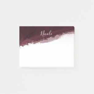 Bloco De Notas Aquarela Cereja Preta Dourado Moderno Chique Elega