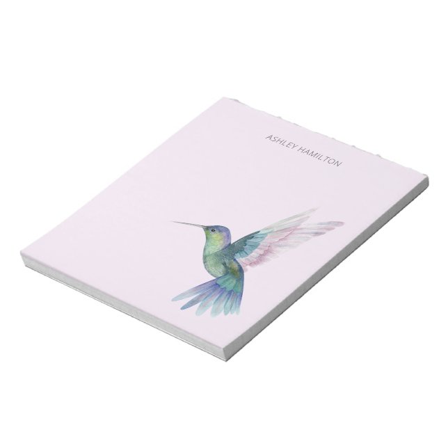 Bloco De Notas Aquarela de Beija-flor Personalizada (Invertido)