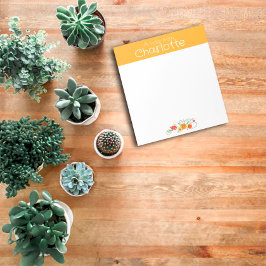 Bloco De Notas Aquarela de flor silvestre vintage amarela