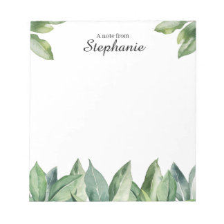 Bloco De Notas Aquarela de Folhagem Personalizada