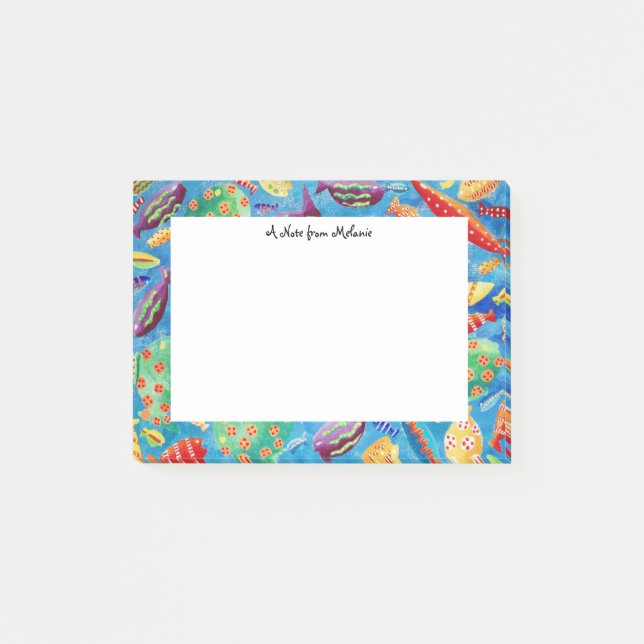 Bloco De Notas Aquarela de Peixe Tropical Personalizada (Frente)