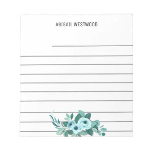 Bloco De Notas Aquarela de rosa Nome Personalizado Mamãe