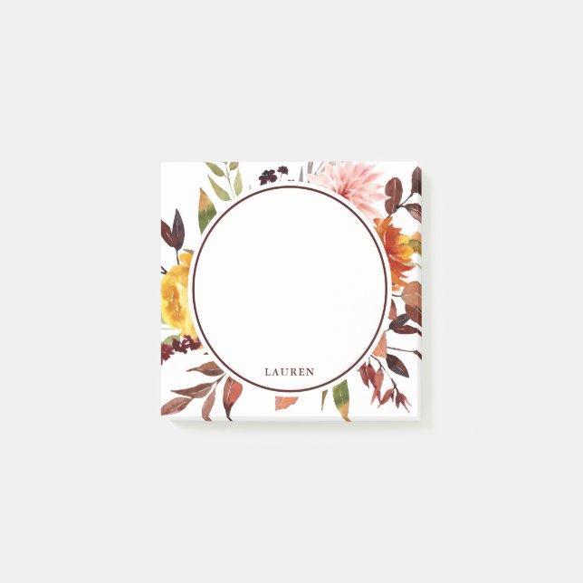 Bloco De Notas Aquarela do Jardim do outono personalizada (Frente)