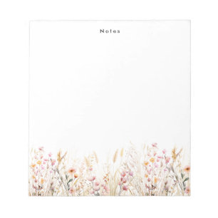 Bloco De Notas Aquarela Elegante Boho Floral Personalizada
