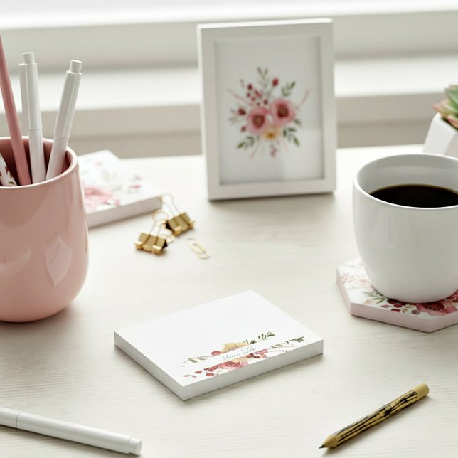 Bloco De Notas Aquarela floral personalizada  (Criador carregado)
