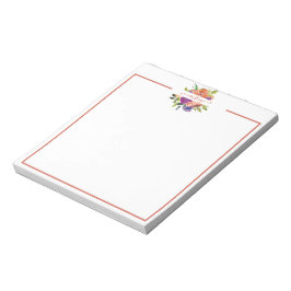 Bloco De Notas Aquarela floral personalizada roxa e laranja