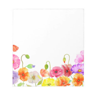 Bloco De Notas Aquarela Flores Coloridas Papoulas