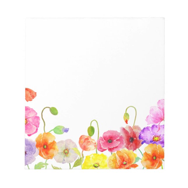Bloco De Notas Aquarela Flores Coloridas Papoulas (Frente)