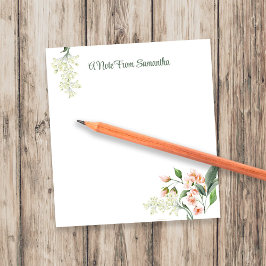 Bloco De Notas Aquarela Flores de Pêssego Personalizada