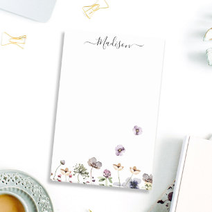 Bloco De Notas Aquarela Flores Silvestres Roxas