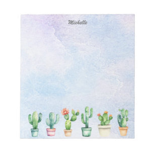 Bloco De Notas Aquarela Moderna Cacto Cactos Deserto Suculenta