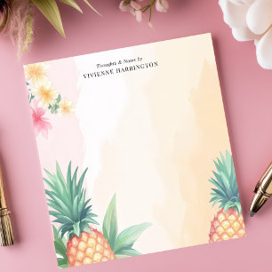 Bloco De Notas Aquarela Personalizada de Abacaxi Tropical