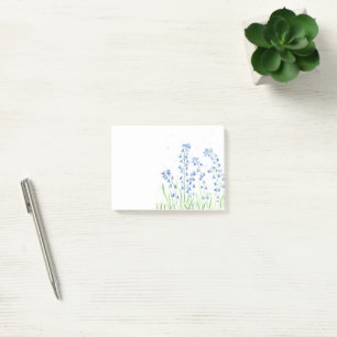 Bloco De Notas Aquarela sinos azuis flores floresta bosques chiqu