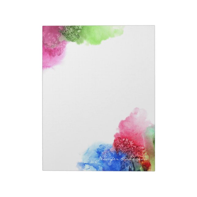 Bloco De Notas Aquarela Vermelho Verde Azul Moderno Personalizado (Invertido)