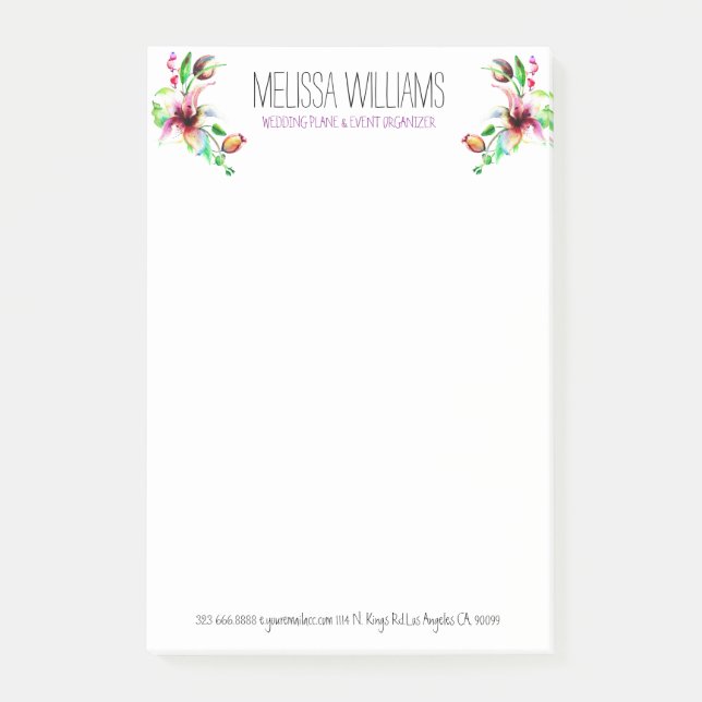 Bloco De Notas Aquarelas Verão Flores Coloridas Ilustração (Frente)