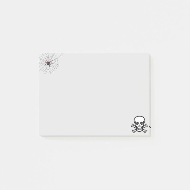 Bloco De Notas Aranha de Halloween e Caveira e Ossos (Frente)