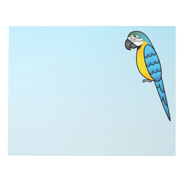 Bloco De Notas Arara Papagaio Cartoon Azul E Amarelo (Frente)