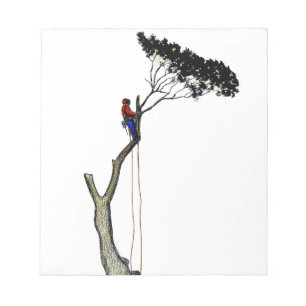 Bloco De Notas Arborist do cirurgião de árvore no GIF da serra