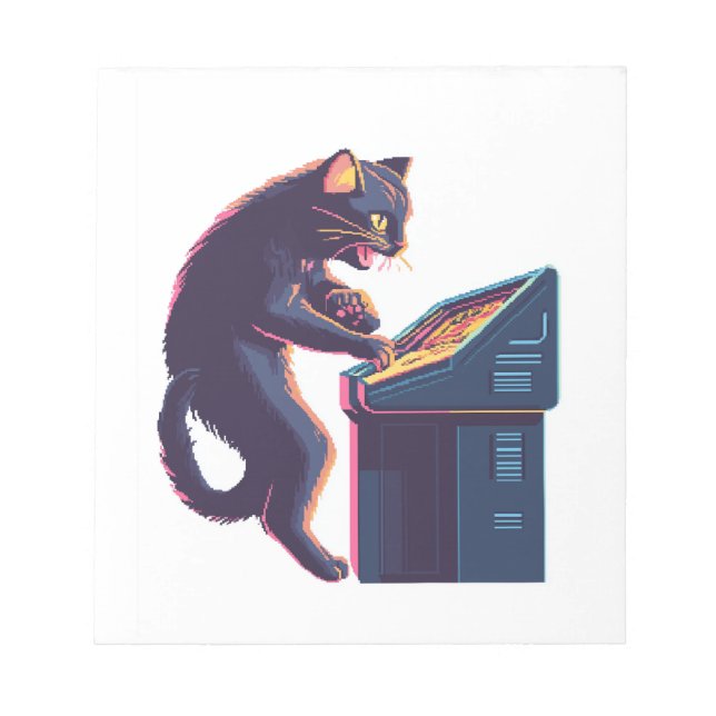 Bloco De Notas Arcade Meowster � Gato Gamer Nostálgico (Frente)