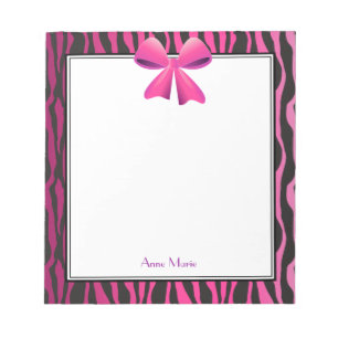Bloco De Notas Arco cor-de-rosa com as listras pretas da zebra