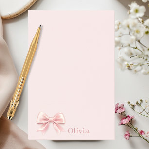 Bloco De Notas Arco e nome legíveis cor-de-rosa pastel personaliz