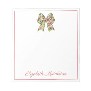 Bloco De Notas Arco Floral Rosa e Verde Personalizado Préppy