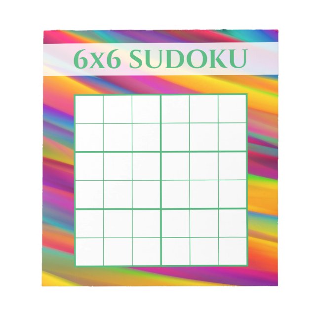 Bloco De Notas Arco-Íris Colorido 6x6 Modelo Sudoku Grid (Frente)