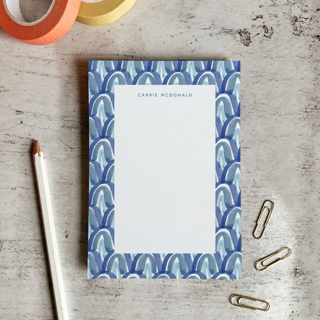 Bloco De Notas Arco-íris de Aquarela Boêmia em Azul (Bohemian Watercolor Rainbows in Blue Post-it Notes)