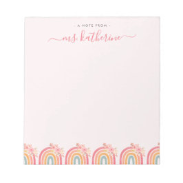 Bloco De Notas Arco-íris de vassoura-de-rosa-chic com flores