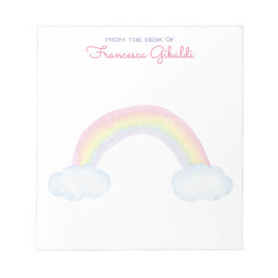 Bloco De Notas Arco-Íris e Nuvens Aquarelas da Mesa