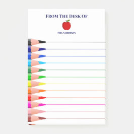 Bloco De Notas Arco-Íris Escolar Nome Lápis Vinculados