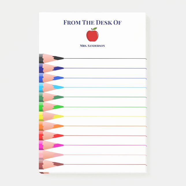 Bloco De Notas Arco-Íris Escolar Nome Lápis Vinculados (Frente)