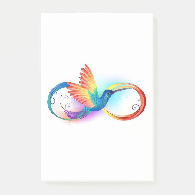 Bloco De Notas Arco-íris Hummingbird com símbolo Infinito (Frente)